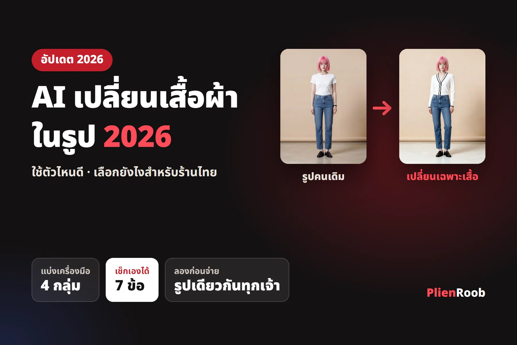AI เปลี่ยนเสื้อผ้าในรูป 2026 ใช้ตัวไหนดี เลือกยังไงสำหรับร้านไทย