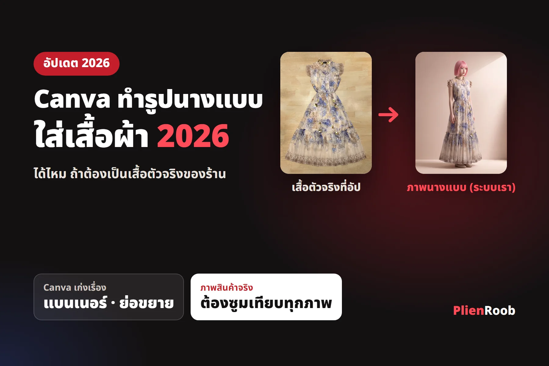 ใช้ Canva ทำรูปนางแบบใส่เสื้อผ้าได้ไหม 2026 ถ้าต้องเป็นเสื้อตัวจริงของร้าน
